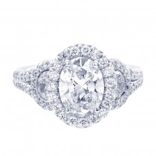 JB Star Platinum 3.08cttw Oval Cut Halo Engagement Ring -Ring Size 6.5 1366/003