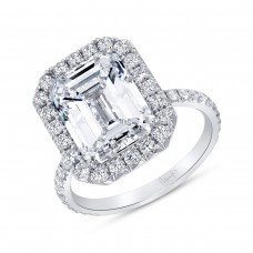 UNEEK Platinum 5.81cttw Emerald Cut and Brilliant Cut Halo Engagement Ring - Size 7 LVS1042-182876