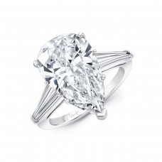 UNEEK Platinum 5.01cttw Pear and 0.60cttw Baguette Shoulders Engagement Ring - Size 6 LVS1070PS 208673