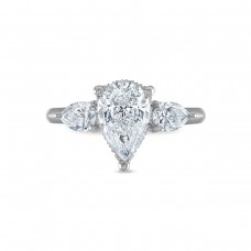 Royal Asscher Platinum 2.05cttw Royal Asscher Pear Shape Diamond Ariana 3 Stone Engagement Ring SA11156P-WPQMMJ