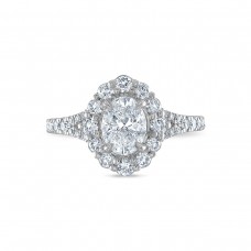 Royal Asscher Platinum 1.76cttw Royal Asscher Oval Diamond Halo Jasmine Engagement Ring SA11154-WPQMMJ