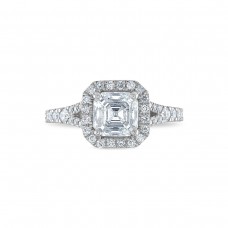 Royal Asscher Platinum 1.97cttw Royal Asscher Cut Halo Diamond Mako Engagement Ring SA11155-WPQMMJ