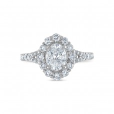 Royal Asscher Platinum 1.74cttw Royal Asscher Oval Diamond Halo Jasmine Engagement Ring SA11154-WPQMMJ