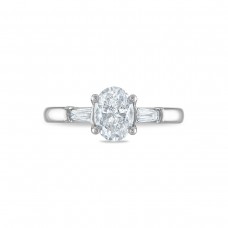 Royal Asscher Platinum 1.11cttw Royal Asscher Oval Diamond Anastasia 3 Stone Engagement Ring SA11207-WPQMMJ