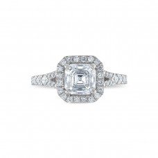 Royal Asscher Platinum 1.96cttw Royal Asscher Cut Halo Diamond Mako Engagement Ring SA11155-WPQMMJ