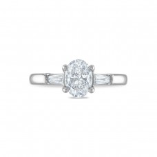 Royal Asscher Platinum 1.12cttw Royal Asscher Oval Diamond Anastasia 3 Stone Engagement Ring SA11207-WPQMMJ