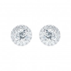 MAYORS 18k White Gold 1.93cttw Round Single Halo Diamond Stud Earrings SEHAU15XXXX8WBA00G