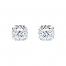 Mayors 18k White Gold 1.48cttw Cushion Cut single Halo Diamond Earrings CEHAG2600008WBA000