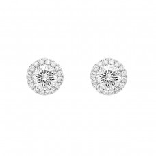 MAYORS 18k White Gold 1.94cttw Round Single Halo Diamond Stud Earrings 12050744