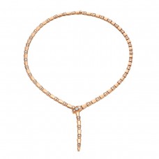 Bvlgari Jewelry 18k Rose Gold Serpenti Viper 4.41cttw Pave Diamond Necklace 353037