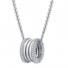 Bvlgari Jewelry 18k White Gold B.ZERO1 0.38cttw Pave Diamond Necklace 350054