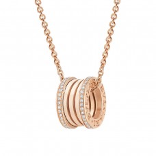 Bvlgari Jewelry 18k Rose Gold B.ZERO1 0.38cttw Pave Diamond Necklace 350052