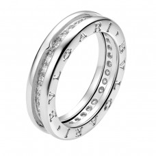 BVLGARI JEWELRY 18k White Gold B.ZERO1 1 Band 0.48cttw Diamond Ring - Size 6.25 328598