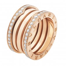 BVLGARI JEWELRY 18k Rose Gold B.ZERO1 4 Band 1.30cttw Diamond Ring - Size 6.5 348027