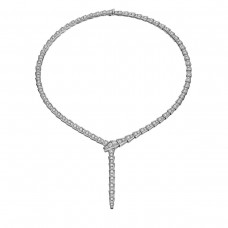 Bvlgari Jewelry 18k White Gold Serpenti Viper 8.21cttw Diamond Necklace 16 Inch 351090