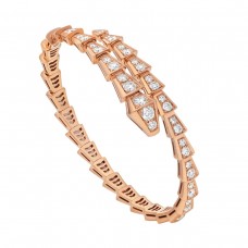 Bvlgari Jewelry 18k Rose Gold Serpenti 2.80cttw Pave Diamond Bracelet Size Small 353792