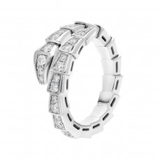Bvlgari Jewelry 18k White Gold 0.66cttw Pave Diamond Serpenti Viper Ring Size Large 354709