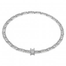 Bvlgari Jewelry 18k White Gold B.ZERO1 7.19cttw Pave Diamond Necklace 15-18 Inch 358320