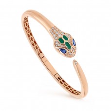 Bvlgari Jewelry 18k Rose Gold Serpenti 0.40cttw Sapphire And 0.50cttw Diamond Bracelet - Size Small 356201