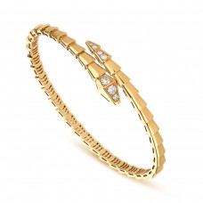 Bvlgari Jewelry 18k Yellow Gold 0.47cttw Diamond Serpenti Viper Bracelet Size Medium 357820