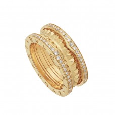 Bvlgari Jewelry 18k Yellow Gold B.ZERO1 2 Row Stud Band Ring - Size 7.25 358035