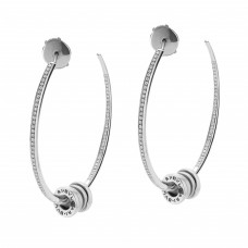 BVLGARI JEWELRY 18k White Gold B.ZERO1 0.42cttw Diamond Hoop Earrings 357760