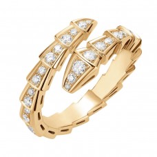 BVLGARI JEWELRY 18k Yellow Gold Serpenti 0.66cttw Diamond Ring Size Medium 357491