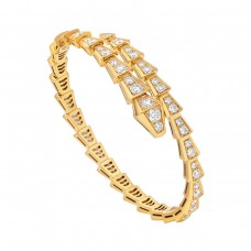 Bvlgari Jewelry 18k Yellow Gold 3.04cttw Diamond Serpenti Bracelet Size Medium 357447