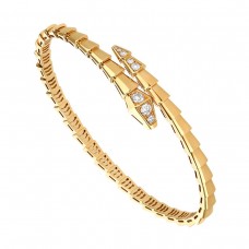 Bvlgari Jewelry 18k Yellow Gold 0.47cttw Diamond Serpenti Viper Bracelet Size Small 360702