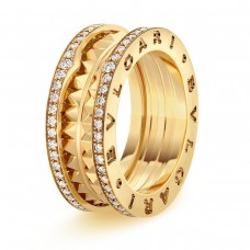 Bvlgari Jewelry 18k Yellow Gold B.ZERO1 0.53cttw Diamond 2 Band Ring Size 6.25 358033