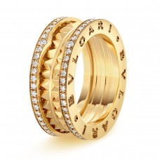 Bvlgari Jewelry 18k Yellow Gold B.ZERO1 0.53cttw Diamond 2 Band Ring Size 7 358026