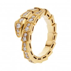Bvlgari Jewelry 18k Yellow Gold 0.66cttw Diamond Serpenti Viper Ring Size Large 357484
