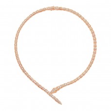 Bvlgari Jewelry 18k Rose Gold 5.29cttw Full Pave Diamond Serpenti Viper Necklace Size Large 358777