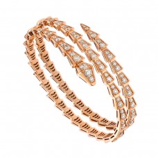Bvlgari Jewelry 18k Rose Gold 5.02cttw Full Pave Diamond Serpenti Viper Ring Size Small 357272