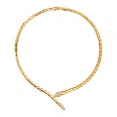 Bvlgari Jewelry 18k Yellow Gold 0.41cttw Diamond Serpenti Viper Necklace Size Large 359142