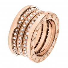 Bvlgari Jewelry 18k Rose Gold B.ZERO1 4 Band 0.98cttw Diamond Ring - Size 7.25 350036