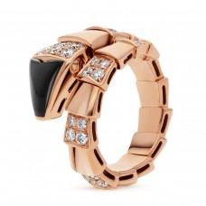 Bvlgari Jewelry 18k Rose Gold Serpenti Viper 0.83cttw Pave Diamond Ring - Size Medium 345220
