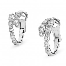 Bvlgari Jewelry 18k White Gold Serpenti Viper 0.75cttw Diamond Hoop Earrings 358360