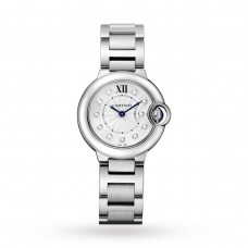 Cartier Ballon Bleu De Cartier Watch 28mm, Quartz Movement, Steel, Diamonds WE902073