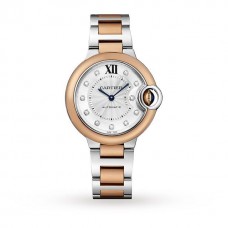 Cartier Ballon Bleu De Cartier Watch 33mm, Automatic Movement, Pink Gold, Steel, Diamonds W3BB0006