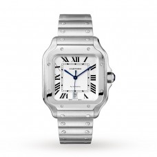 Cartier Santos De Cartier Watch Large Model, Automatic Movement, Steel, Interchangeable Metal And Leather Bracelets WSSA0018