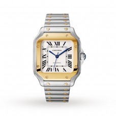 Cartier Santos De Cartier Watch Medium Model, Automatic Movement, Yellow Gold, Steel, Interchangeable Metal And Leather Bracelets W2SA0016/W2SA0007