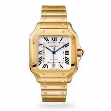 Cartier Santos De Cartier Watch Large Model, Automatic Movement, Yellow Gold, Interchangeable Metal And Leather Bracelets WGSA0029
