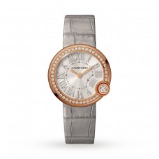 Cartier Ballon Blanc De Cartier Watch 30mm, Quartz Movement, Rose Gold, Diamonds, Leather WJBL0008