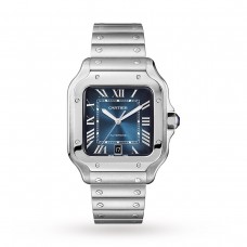 Cartier Santos de Cartier watch, Large model, automatic movement, steel, interchangeable metal and leather bracelets WSSA0030