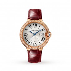 Cartier Ballon Bleu De Cartier Watch, 40mm, Automatic Movement, Rose Gold, Diamonds, Leather WJBB0056