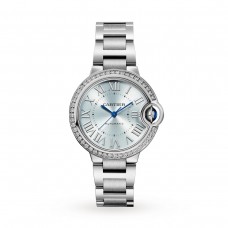 Cartier Ballon Bleu de Cartier watch 33 mm, automatic movement, steel, diamonds W4BB0028