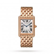 Cartier Tank Louis Cartier Watch Large Model, Hand-Wound Mechanical Movement, Rose Gold, Diamonds WJTA0021