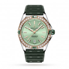 Breitling Super Chronomat Automatic 38 Green Stainless Steel & 18ct Rose Gold Rubber Strap U17356531L1S1