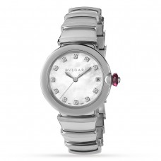 Bvlgari LVCEA 33mm White Mother of Pearl Dial Stainless Steel Strap Ladies Watch 102199